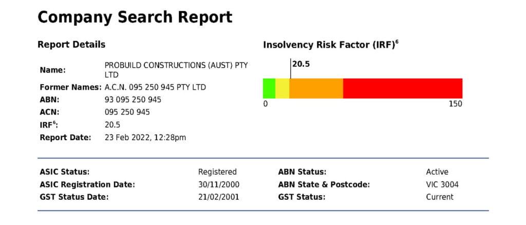 Company Search Report Heading